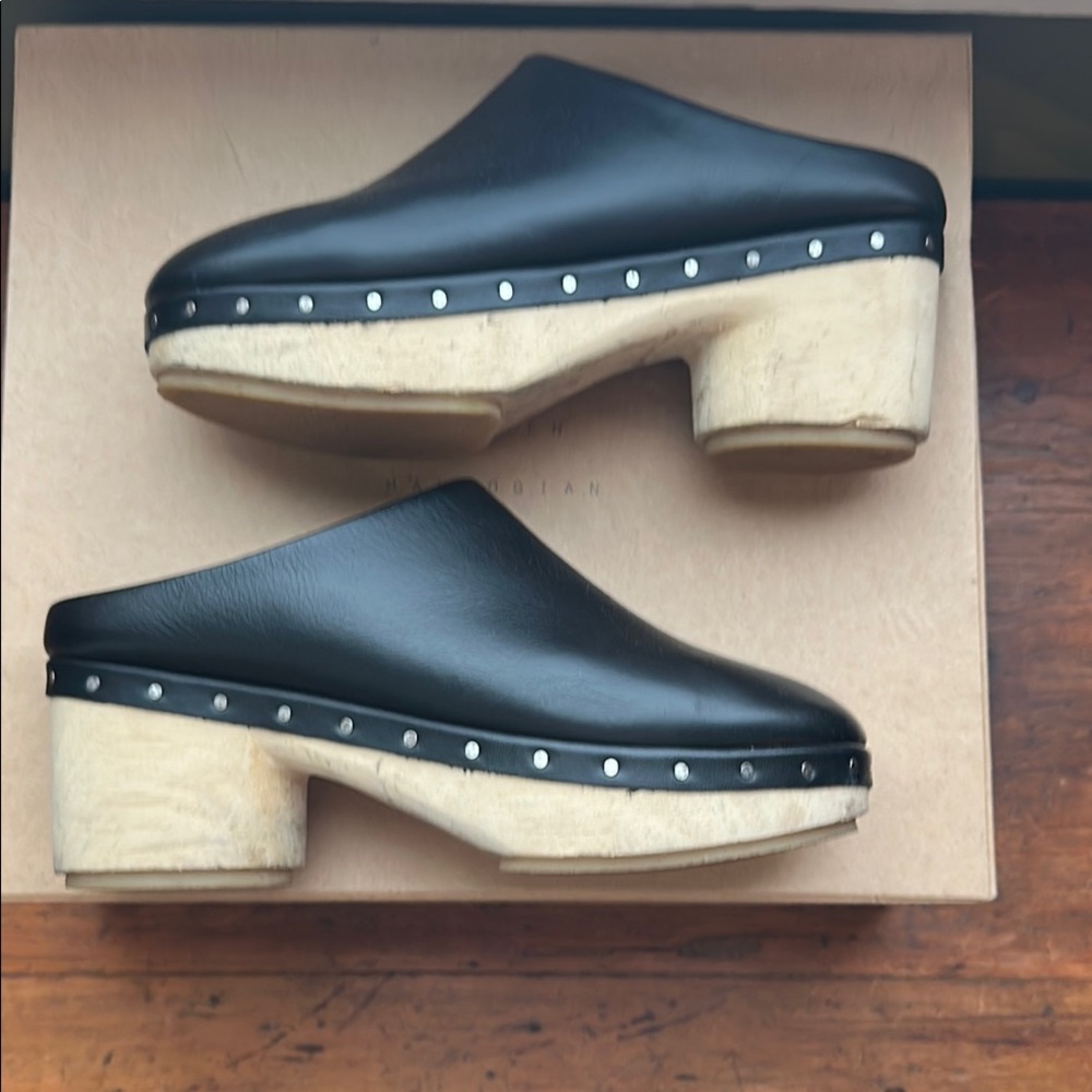 Lauren manoogian black Leather Clogs with Studded Detail